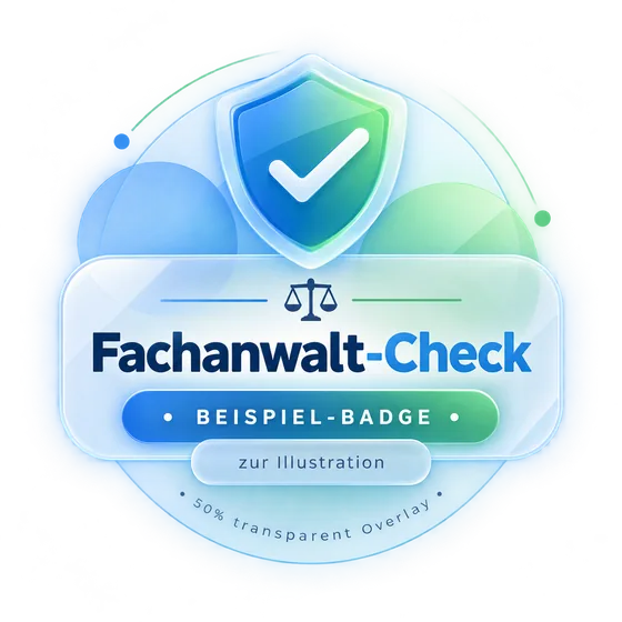 Beispiel-Badge für einen künftig möglichen Fachanwalt-Check